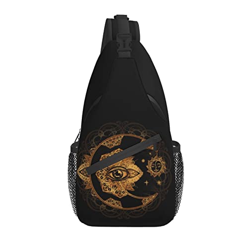 Sling Bag Boho Moon Sun Astrology Magic Black Wandern Daypack Crossbody Schulterrucksack Reise Brusttasche für Männer Frauen Sling Bag Boho Moon Sun Astrology Magic Black Wandern Daypack Crossbody Schulterrucksack Reise Brusttasche für Männer Frauen von Lawenp