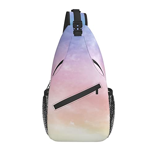 Sling Bag Bunte Regenbogen Pastell Aquarell Wolkig Wandern Daypack Crossbody Schulter Rucksack Reise Brusttasche für Männer Frauen von Lawenp