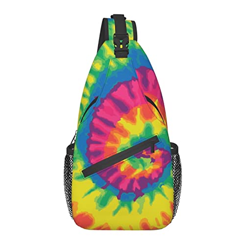 Sling Bag Bunte Spirale Tie Dye Art Wandern Daypack Crossbody Schulterrucksack Reise Brusttasche für Männer Frauen von Lawenp