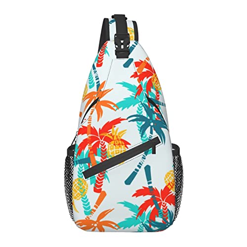 Sling Bag Bunte Strand Palme Sommer Wandern Daypack Crossbody Schulter Rucksack Reise Brusttasche für Männer Frauen von Lawenp