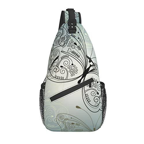 Sling Bag Butterfly Sundhine Vintage Frühling Wandern Daypack Crossbody Schulter Rucksack Reise Brusttasche für Männer Frauen von Lawenp