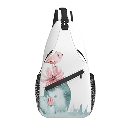 Sling Bag Cactus Pink Bird Cacti Wandern Daypack Crossbody Schulterrucksack Reise Brusttasche für Männer Frauen Sling Bag Cactus Pink Bird Cacti Wandern Daypack Crossbody Schulterrucksack Reise Brusttasche für Männer Frauen von Lawenp