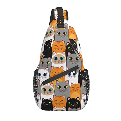 Sling Bag Cat Kitten Pattern Childish Wandern Daypack Crossbody Schulterrucksack Reise Brusttasche für Männer Frauen von Lawenp