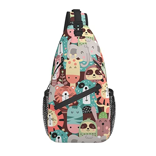 Sling Bag Childish Animal Funny Jungle Wandern Daypack Crossbody Schulterrucksack Travel Chest Pack für Männer Frauen von Lawenp