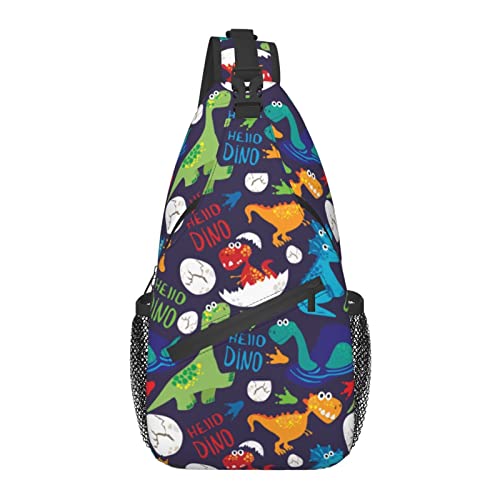 Sling Bag Childish Dino Dinosaurier Ei Wandern Daypack Crossbody Schulterrucksack Reise Brusttasche für Männer Frauen von Lawenp