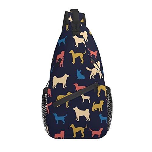 Sling Bag Childish Dog Pattern Wandern Daypack Crossbody Schulterrucksack Reise Brusttasche für Männer Frauen von Lawenp