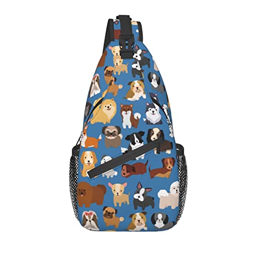 Sling Bag Childish Dog Puppy Blau Wandern Daypack Crossbody Schulterrucksack Reise Brusttasche für Männer Frauen Sling Bag Childish Dog Puppy Blau Wandern Daypack Crossbody Schulterrucksack Reise Brusttasche für Männer Frauen von Lawenp
