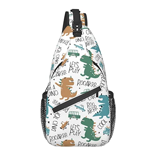 Sling Bag Childish T-Rex Dinosaurier Dino Wandern Daypack Crossbody Schulterrucksack Reise Brusttasche für Männer Frauen von Lawenp
