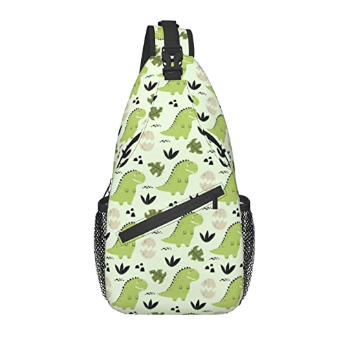 Sling Bag Childish T-Rex Dinosaurier Grün Wandern Daypack Crossbody Schulterrucksack Reise Brusttasche für Männer Frauen von Lawenp
