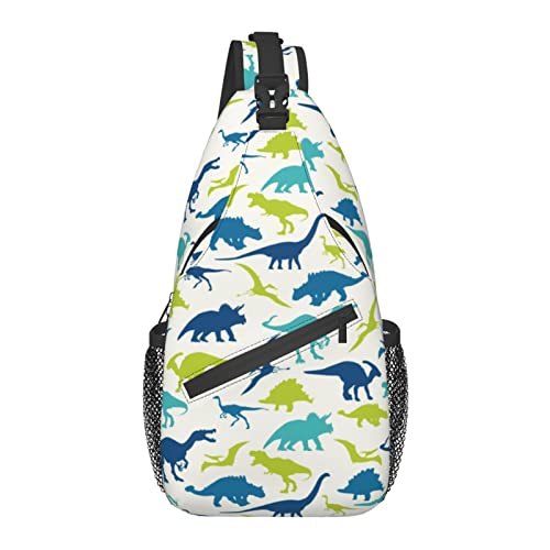Sling Bag Dinosaurier Dino Silhouette Childish Wandern Daypack Crossbody Schulterrucksack Reise Brusttasche für Männer Frauen von Lawenp