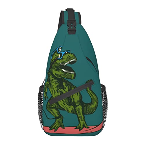 Sling Bag Dinosaurier T-Rex Grün Wandern Daypack Crossbody Schulterrucksack Reise Brusttasche für Männer Frauen von Lawenp
