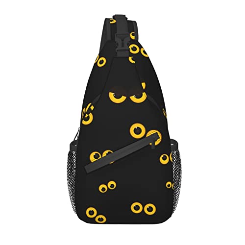 Sling Bag Eulenaugen Halloween Schwarz Wandern Daypack Crossbody Schulterrucksack Reise Brusttasche für Männer Frauen von Lawenp
