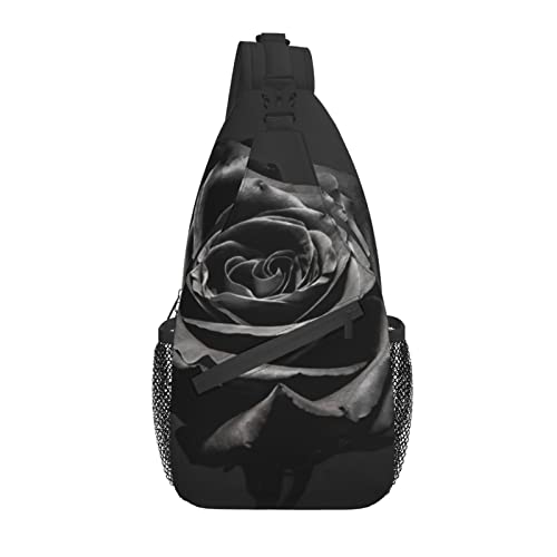 Sling Bag Floral Flower Modern Black Rose Wandern Daypack Crossbody Schulterrucksack Reise Brusttasche für Männer Frauen von Lawenp