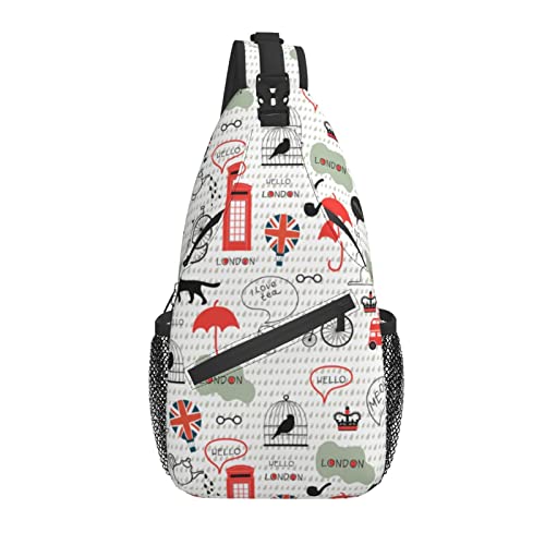 Sling Bag Funny London Cat Fahrrad Wandern Daypack Crossbody Schulter Rucksack Reise Brusttasche für Männer Frauen von Lawenp
