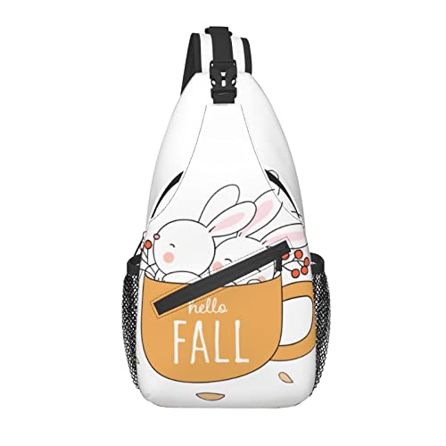 Sling Bag Funny Rabbit Cap Herbst Herbst Wandern Daypack Crossbody Schulter Rucksack Reise Brusttasche für Männer Frauen von Lawenp