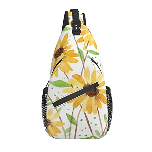 Sling Bag Gelb Gänseblümchen Blume Blütenblatt Wandern Daypack Crossbody Schulter Rucksack Reise Brusttasche für Männer Frauen von Lawenp