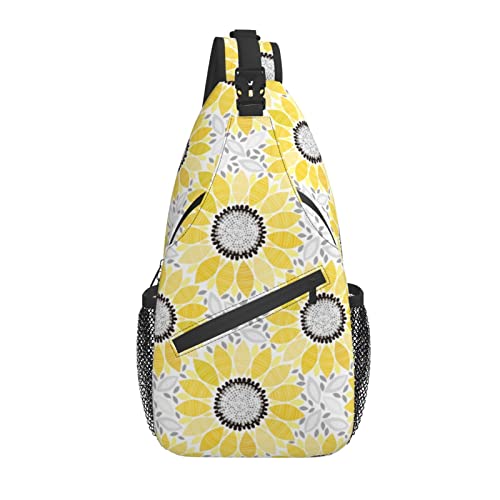 Sling Bag Gelbe Blume Blumen Sonnenblume Wandern Daypack Crossbody Schulter Rucksack Reise Brusttasche für Männer Frauen von Lawenp