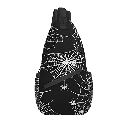 Sling Bag Halloween Black Spider Web Wandern Daypack Crossbody Schulterrucksack Reise Brusttasche für Männer Frauen von Lawenp