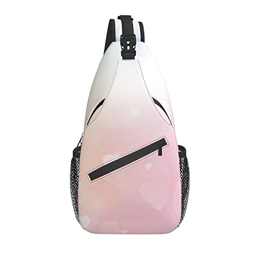 Sling Bag Heart Pink Teal Gradient Pastel Wandern Daypack Crossbody Schulterrucksack Reise Brusttasche für Männer Frauen von Lawenp