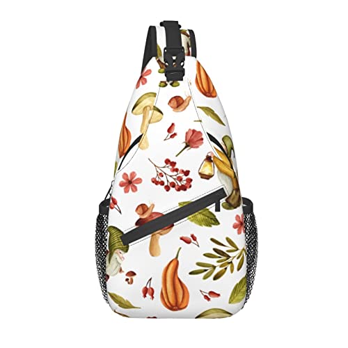 Sling Bag Herbst GNOME Blatt Herbst Wandern Daypack Crossbody Schulter Rucksack Reise Brusttasche für Männer Frauen von Lawenp