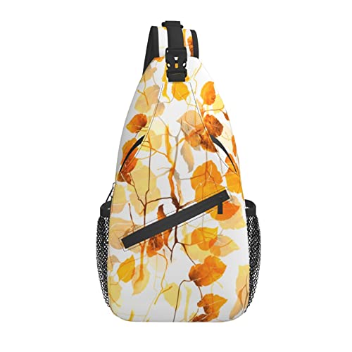 Sling Bag Herbstblatt Vintage Herbst Orange Wander-Tagesrucksack Crossbody Schulterrucksack Reise Brusttasche für Männer Frauen von Lawenp