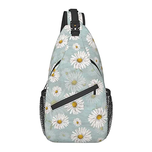 Sling Bag Kamille Blume Vintage Gänseblümchen Blumen Wandern Daypack Crossbody Schulter Rucksack Reise Brusttasche für Männer Frauen von Lawenp