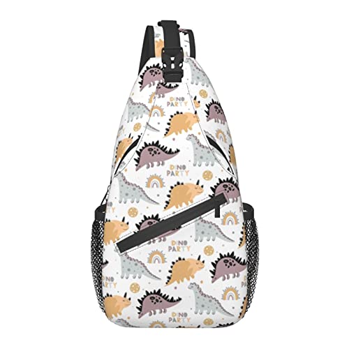 Sling Bag Kindischer Dinosaurier Boho Dino Niedlicher Wander-Tagesrucksack Crossbody-Schulterrucksack Reise-Brustrucksack für Männer und Frauen von Lawenp