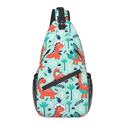 Sling Bag Kindischer Dinosaurier Niedlicher Wander-Tagesrucksack Crossbody-Schulterrucksack Reise-Brustrucksack für Männer und Frauen von Lawenp