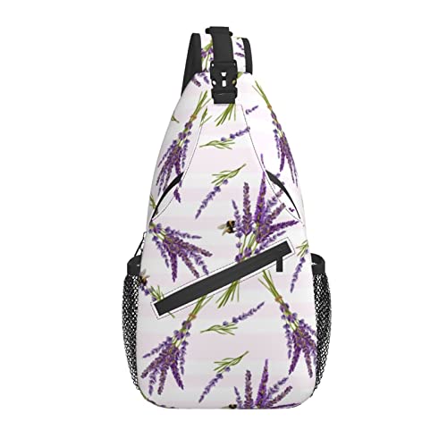 Sling Bag Lavendel Blume Biene Lila Wander Daypack Crossbody Schulter Rucksack Reise Brusttasche für Männer Frauen von Lawenp