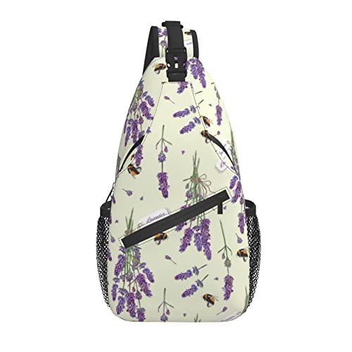 Sling Bag Lavendel Blume Biene Rustikal Wandern Daypack Crossbody Schulter Rucksack Reise Brusttasche für Männer Frauen von Lawenp