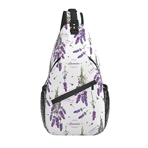 Sling Bag Lavendel Blume Botanisch Lila Wander Daypack Crossbody Schulter Rucksack Reise Brusttasche für Männer Frauen von Lawenp