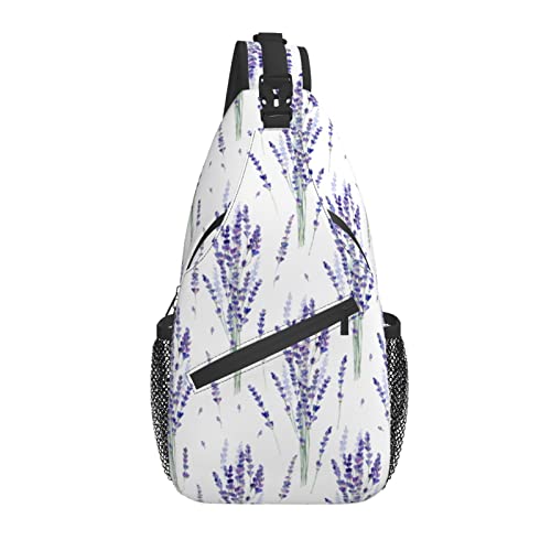 Sling Bag Lavendel Blume Botanische Blumen Provence Wandern Daypack Crossbody Schulter Rucksack Reise Brusttasche für Männer Frauen von Lawenp
