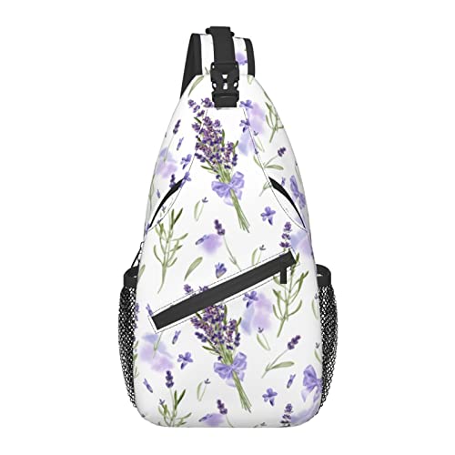 Sling Bag Lavendel Blume Lila Patal Floral Wandern Daypack Crossbody Schulter Rucksack Reise Brusttasche für Männer Frauen von Lawenp