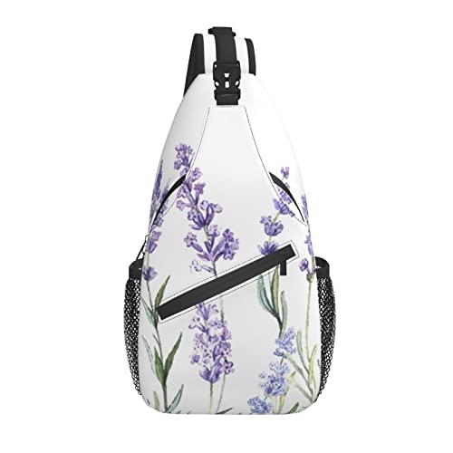 Sling Bag Lavendel Blume Pastell Botanisch Wandern Daypack Crossbody Schulter Rucksack Reise Brusttasche für Männer Frauen von Lawenp