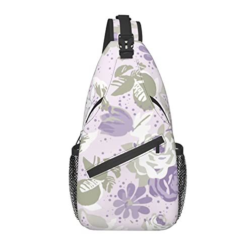 Sling Bag Lila Rose Blume Blumen Wandern Daypack Crossbody Schulter Rucksack Reise Brusttasche für Männer Frauen von Lawenp