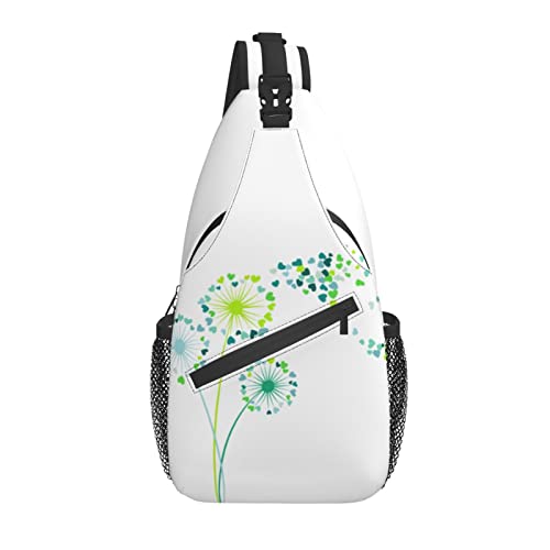 Sling Bag Löwenzahn Türkis Grün Blume Wandern Daypack Crossbody Schulterrucksack Reise Brusttasche für Männer Frauen von Lawenp