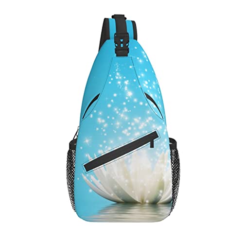 Sling Bag Lotus Flower Blue Wander-Daypack Crossbody-Schulterrucksack Reise-Brustrucksack für Männer und Frauen von Lawenp