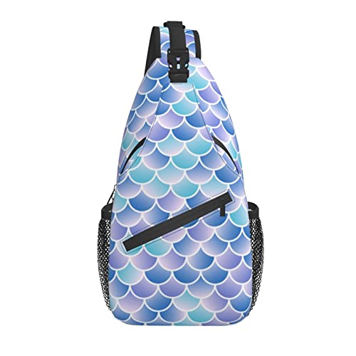 Sling Bag Meerjungfrau Fantastische Fischschuppen Wandern Daypack Crossbody Schulterrucksack Reise Brusttasche für Männer Frauen von Lawenp