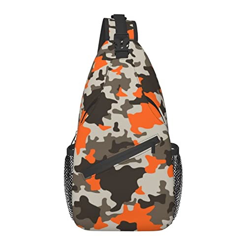 Sling Bag Military Camouflage Grau-Orange. Wandern Daypack Crossbody Schulterrucksack Reise Brusttasche für Männer Frauen von Lawenp