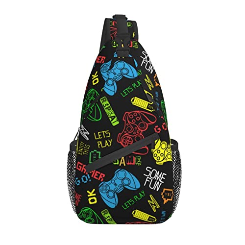 Sling Bag Modern Doodle Bunt Schwarz Wandern Daypack Crossbody Schulterrucksack Reise Brusttasche für Männer Frauen von Lawenp