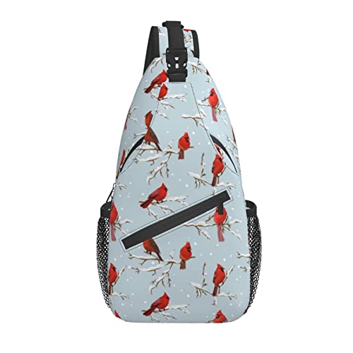 Sling Bag Muster von Kardinal Vogel Rot Retro Wandern Daypack Crossbody Schulter Rucksack Reise Brusttasche für Männer Frauen von Lawenp