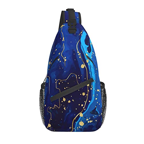 Sling Bag Navy Blue Abstract Marble Wandern Daypack Crossbody Schulterrucksack Reise Brusttasche für Männer Frauen von Lawenp