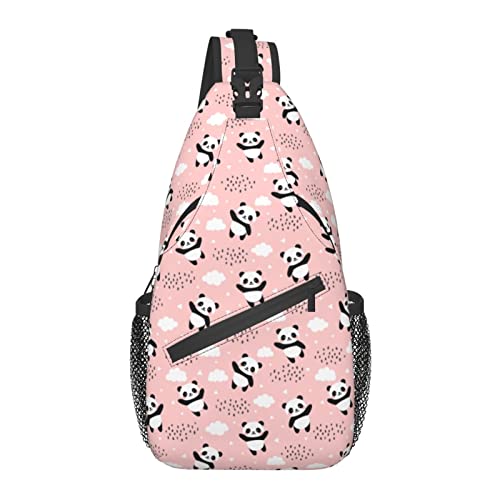 Sling Bag Panda Childish Pink Cute Animal Wandern Daypack Crossbody Schulterrucksack Travel Chest Pack für Männer Frauen von Lawenp