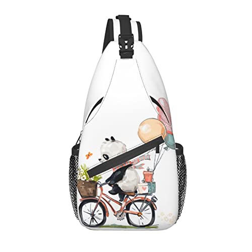 Sling Bag Panda Fahrrad Aquarell Wandern Daypack Crossbody Schulter Rucksack Reise Brusttasche für Männer Frauen von Lawenp