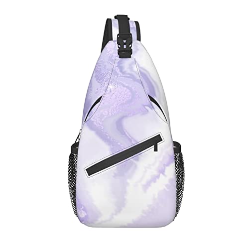 Sling Bag Pastell Lila Marmor Abstrakt Wandern Daypack Crossbody Schulter Rucksack Reise Brusttasche für Männer Frauen von Lawenp