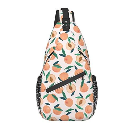 Sling Bag Pfirsich Aquarell Obst Wandern Daypack Crossbody Schulter Rucksack Reise Brusttasche für Männer Frauen von Lawenp