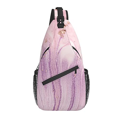 Sling Bag Pink Marble Splash Gradient Wandern Daypack Crossbody Schulterrucksack Reise Brusttasche für Männer Frauen von Lawenp