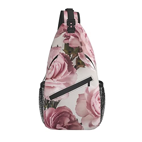 Sling Bag Pink Nelke Blume Blumen Wandern Daypack Crossbody Schulter Rucksack Reise Brusttasche für Männer Frauen von Lawenp