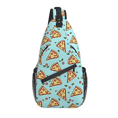 Sling Bag Pizza Teal Cute Food Wandern Daypack Crossbody Schulterrucksack Reise Brusttasche für Männer Frauen von Lawenp