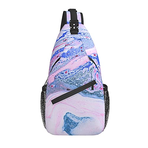 Sling Bag Purple Blue Marble Splash Wandern Daypack Crossbody Schulterrucksack Reise Brusttasche für Männer Frauen Sling Bag Purple Blue Marble Splash Wandern Daypack Crossbody Schulterrucksack Reise Brusttasche für Männer Frauen von Lawenp